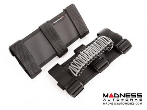 Jeep Wrangler JKU Para cord Grab Handles - Grey on Black - Pair